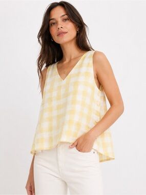 Madewell Gingham Checkered Side-Button Top